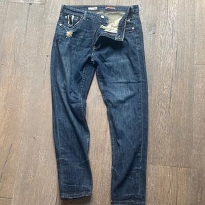 Pilcro High Rise Boyfriend Distressed Dark Wash Jeans